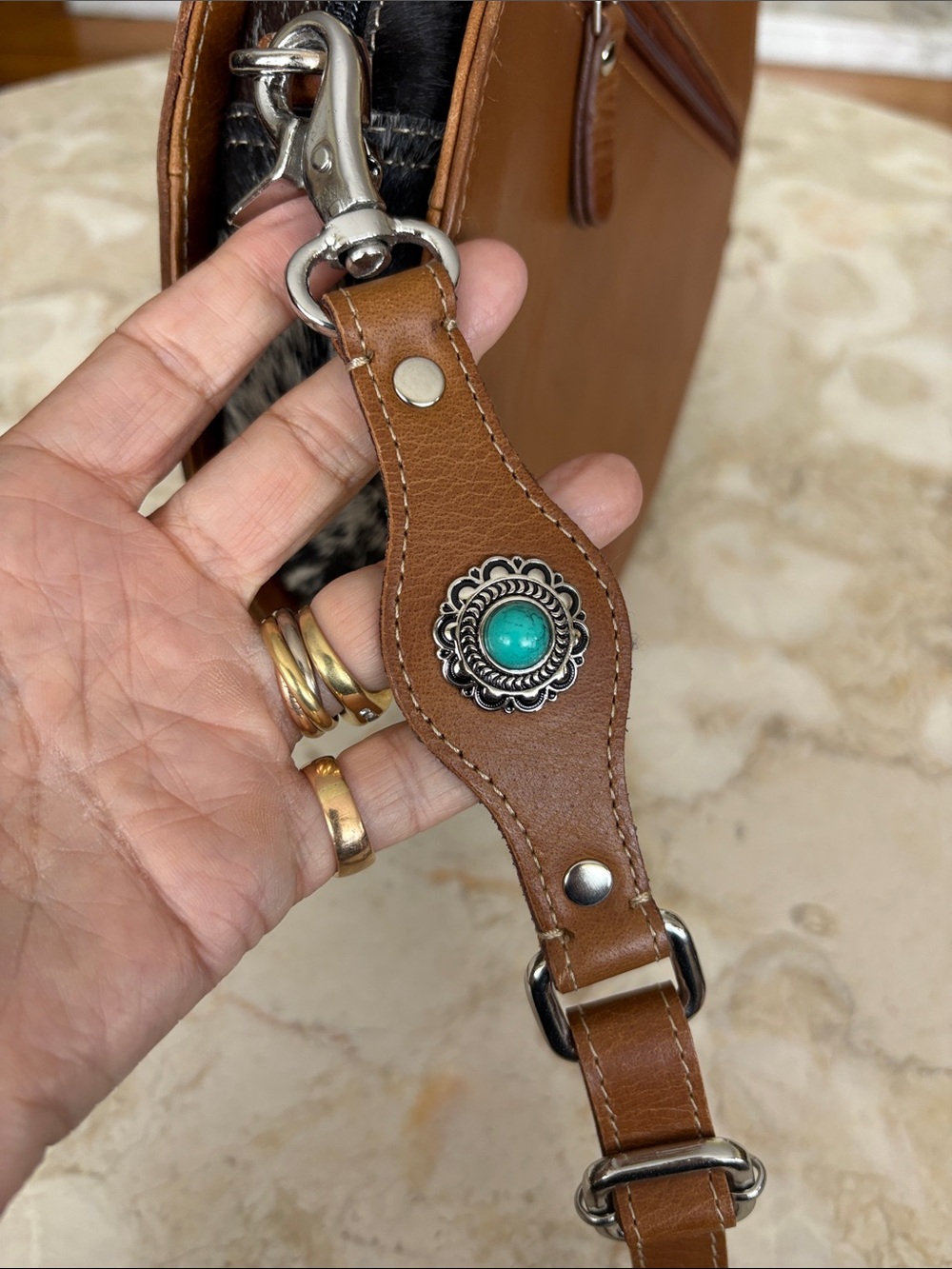 Myra Prairie Dreams Handtooled Round Leather Bag - As New - Boho - Picture 14 of 16